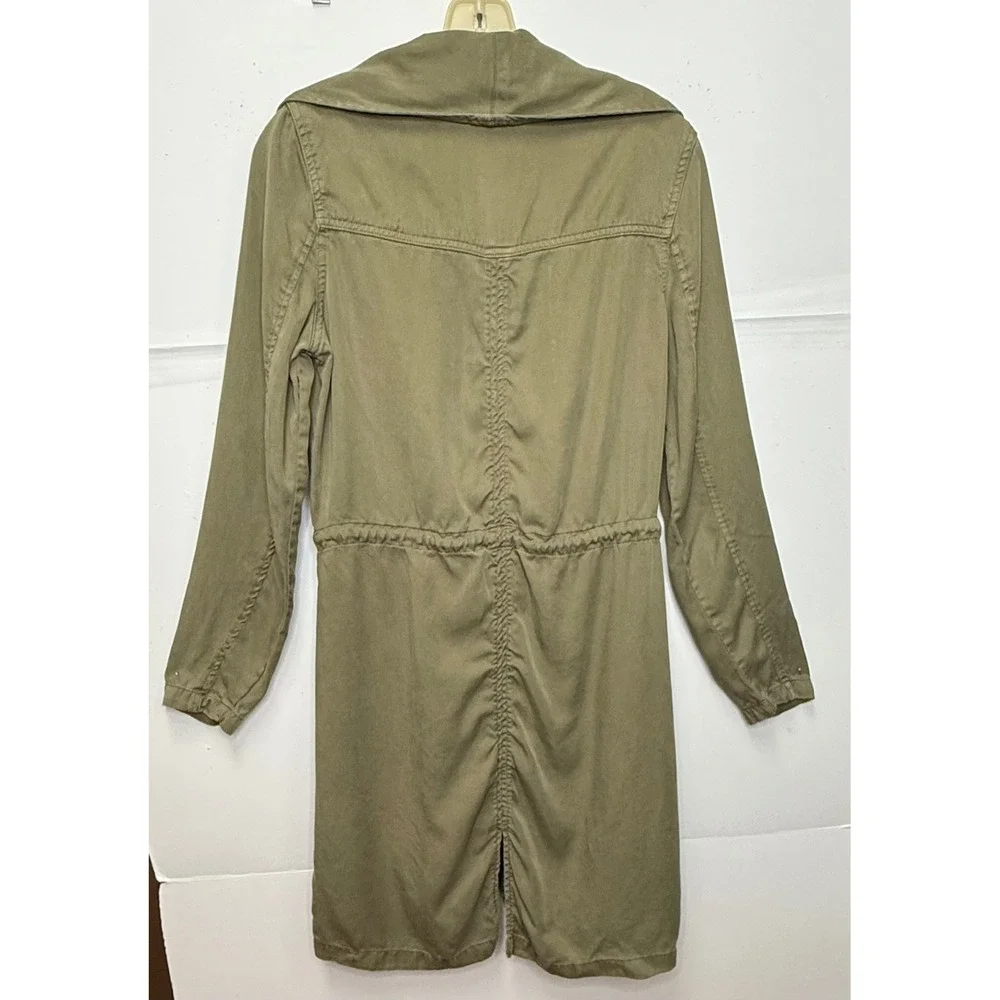 Max Jeans Duster Jacket Women S Olive Tencel Draped Utility Coat Safari Military